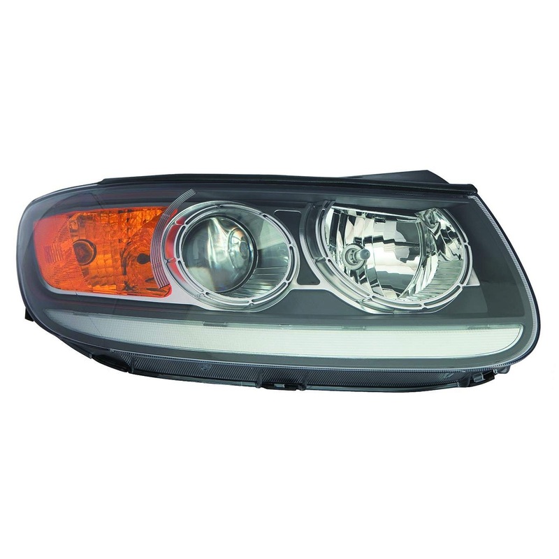 Head Lamp Passenger Side Hyundai Santa Fe 2012 Halogen With Clear Lower Reflector Black Bezel Capa , Hy2503166C – Hunt Parts