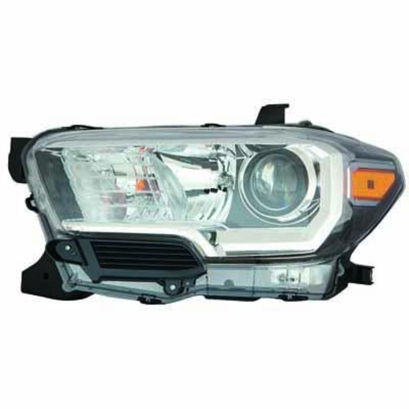 Head Lamp Driver Side Toyota Tacoma 2016-2019 Halogen Black/Chrome Bezel Without Led Drl Capa , To2502243C – Hunt Parts