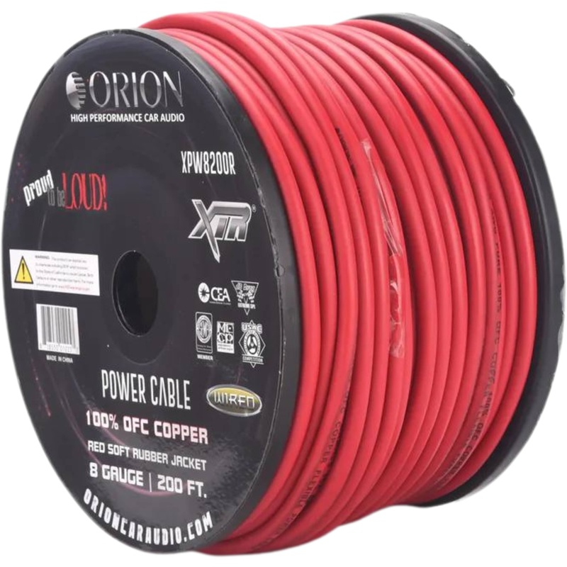 8-Gauge 100% OFC 200ft Wire Roll – Red ORION XTR PRO Series / XPW8200R