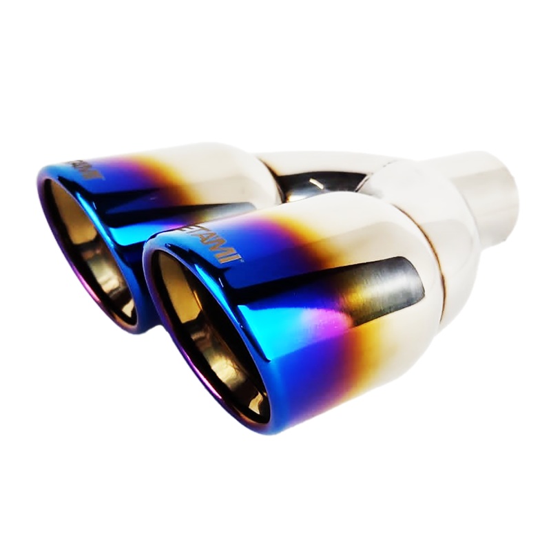 Dual Round Double Wall Slant Cut Exhaust Tip Auto Product Makers NT-2568BL