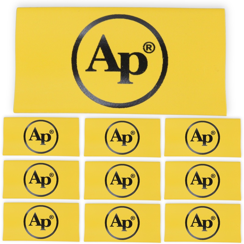 0 Gauge 3:1 Heat Shrink with Audiopipe Logo 10 Pack Yellow Horizontal Logo