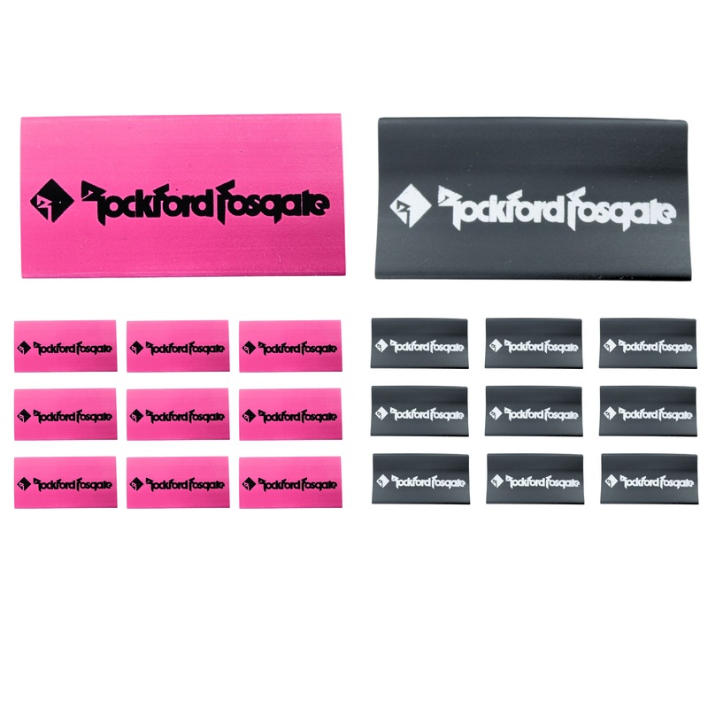 0 Gauge 3:1 Heat Shrink with Rockford Fosgate Logo Black/Red 20 Pack Horizontal Logo