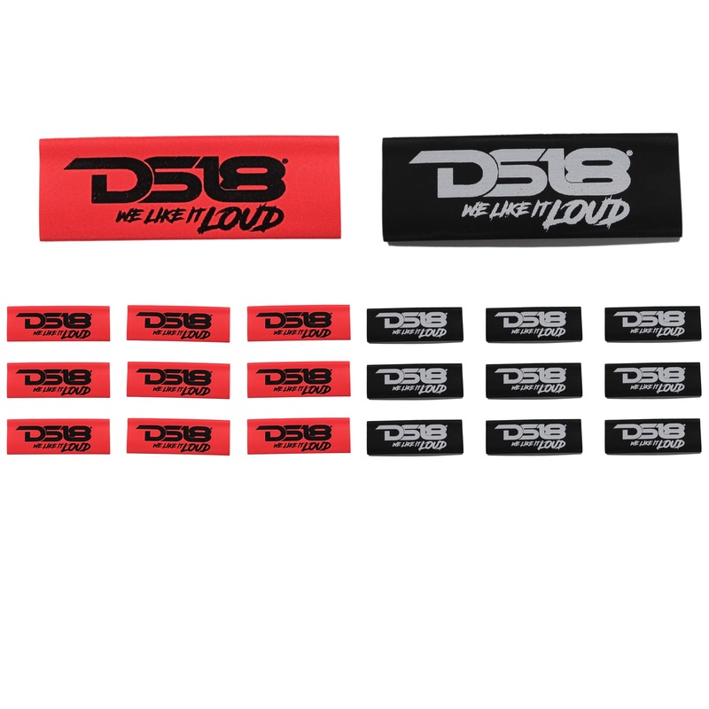 4 Gauge 3:1 Heat Shrink with DS18 Logo Black/Red 20 Pack DS18 LOGO
