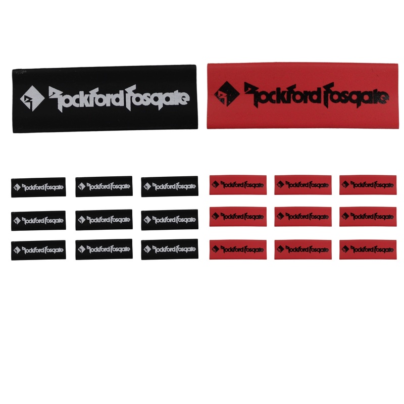 4 Gauge 3:1 Heat Shrink with Rockford Fosgate Logo Black/Red 20 Pack Horizontal Logo