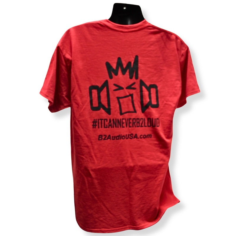 B2 Audio 100% Cotton T-Shirt Riot Guy Red Tee with Team Big Jeff Logo MEDIUM