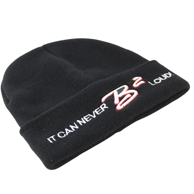 B2 Audio Black Beanie with “B2” Logo and Catchphrase