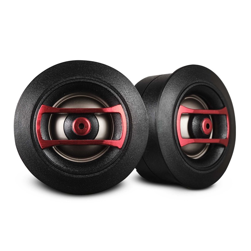 Pair of Black and Red 1.3″ 4-Ohm 30 Watt RMS Neo Multi-Mount Dome Tweeters SQT1