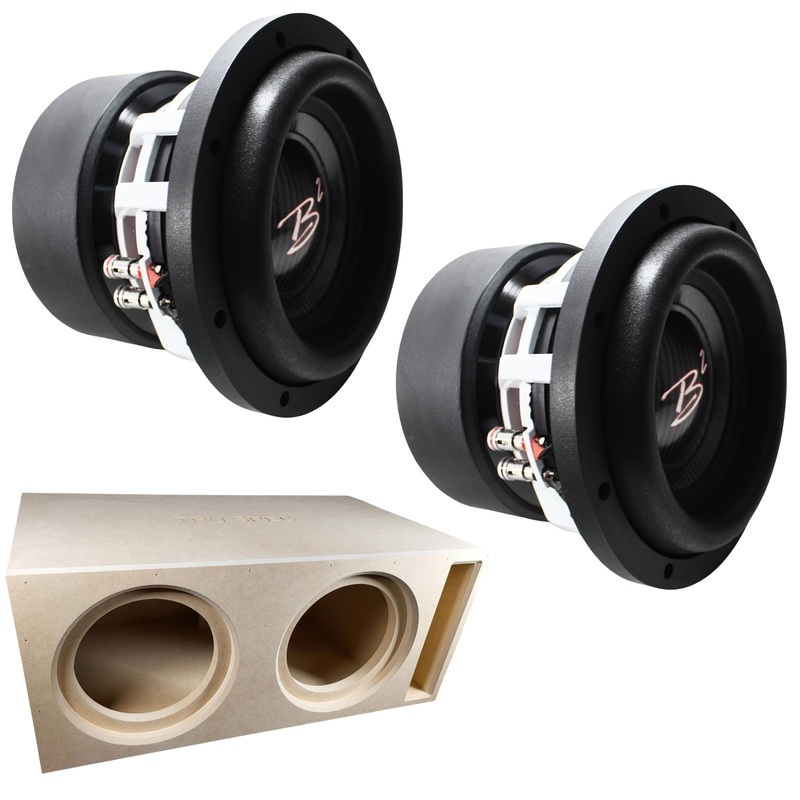Two RAMPAGE 8″ DVC 1000W RMS Subwoofer w/ Tru Spec Vented Dual 8″ Enclosure Dual 1-Ohm