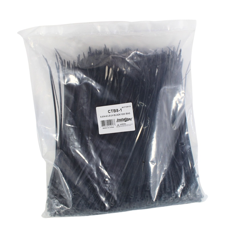 Universal Cable Tie 8.6″ Black UV Resistant 40lb Tensile Strength (1000 Pack)
