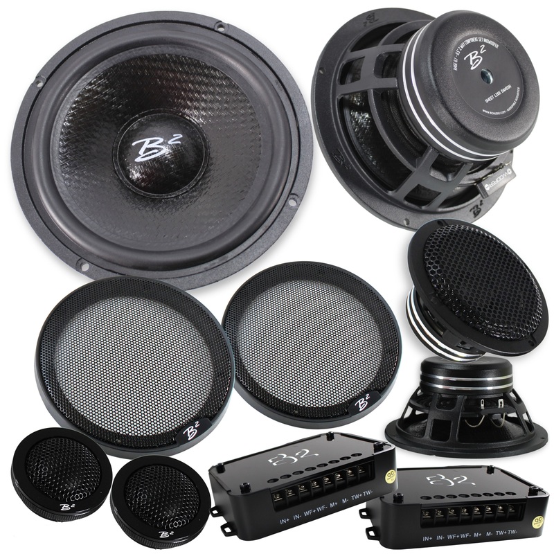 B2 Audio RAGE 6.5″ 3-Way 4-Ohm Component Set w/ 3″ Mids 1″ Tweeters & Crossovers