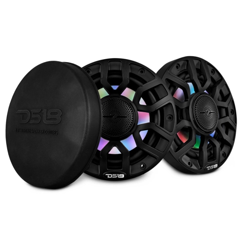 DS18 6.5″ 2-Way 150 Watt RMS 4-Ohm RGB LED Coaxial Marine Speaker Black