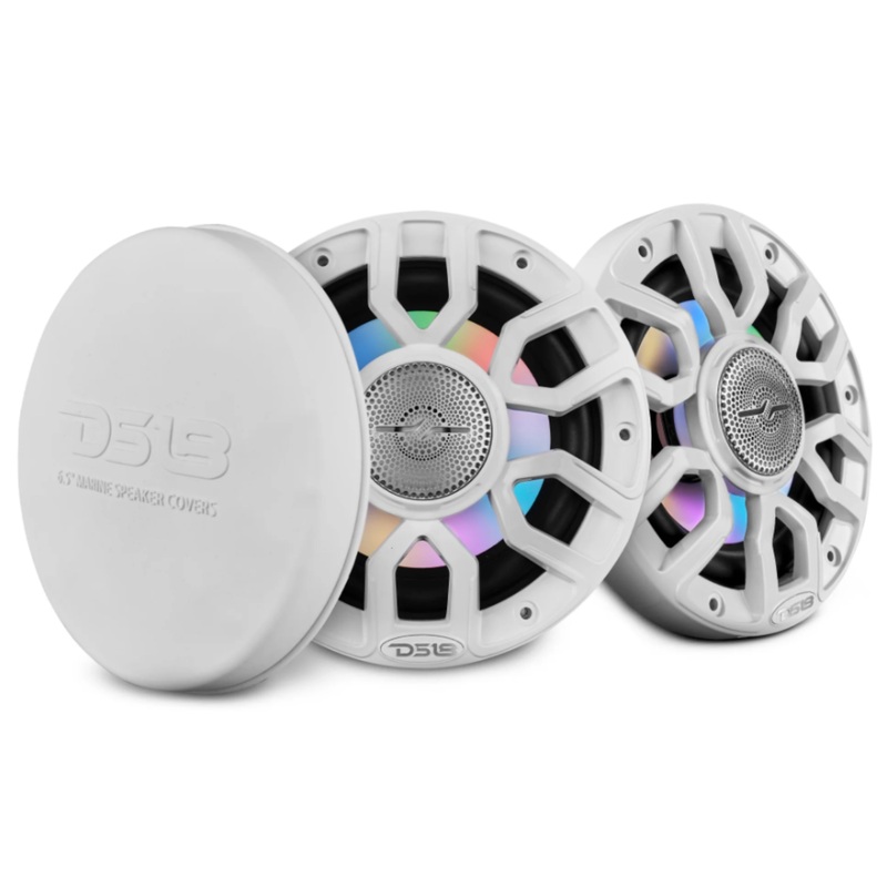 DS18 6.5″ 2-Way 150 Watt RMS 4-Ohm RGB LED Coaxial Marine Speaker White