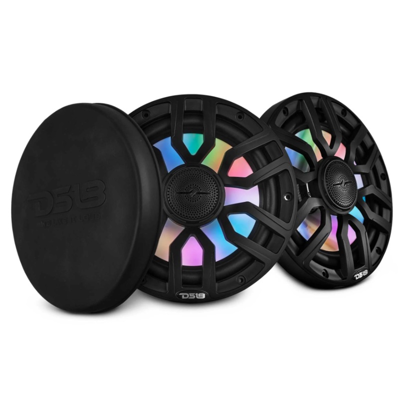DS18 8″ 2-Way 175 Watt RMS 4-Ohm RGB LED Coaxial Marine Speaker Black NXL-IQ8-BK