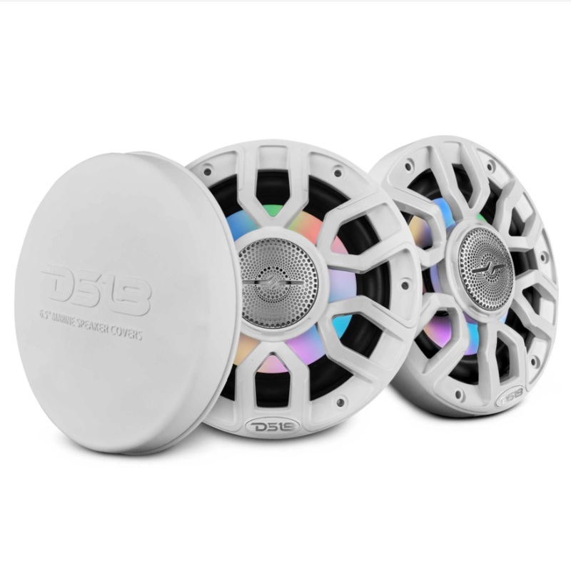 DS18 8″ 2-Way 175 Watt RMS 4-Ohm RGB LED Coaxial Marine Speaker White NXL-IQ8-WH