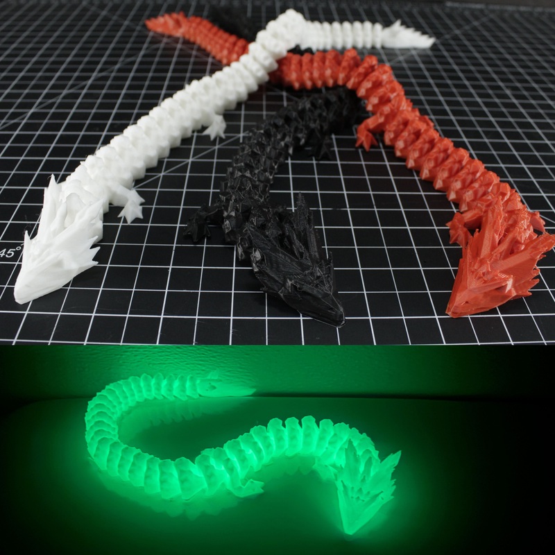 Flexible Crystal Dragon 3D Printed Fidget Toy – 16 Inch Dragon Figurine Black