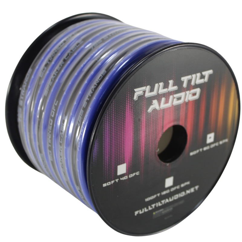 Full Tilt Audio 8 Gauge Tinned Oxygen Free Copper Speaker Wire Blue/Black Lot 10 Foot Coil