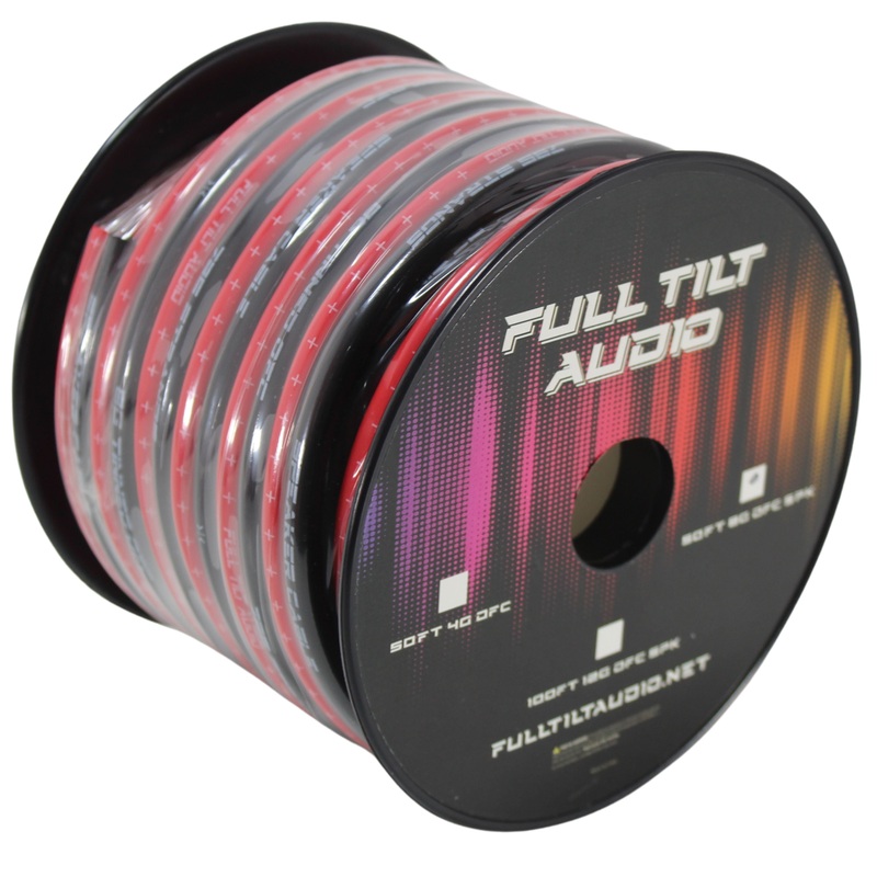 Full Tilt Audio 8 Gauge Tinned Oxygen Free Copper Speaker Wire Red/Black Lot 10 Foot Coil
