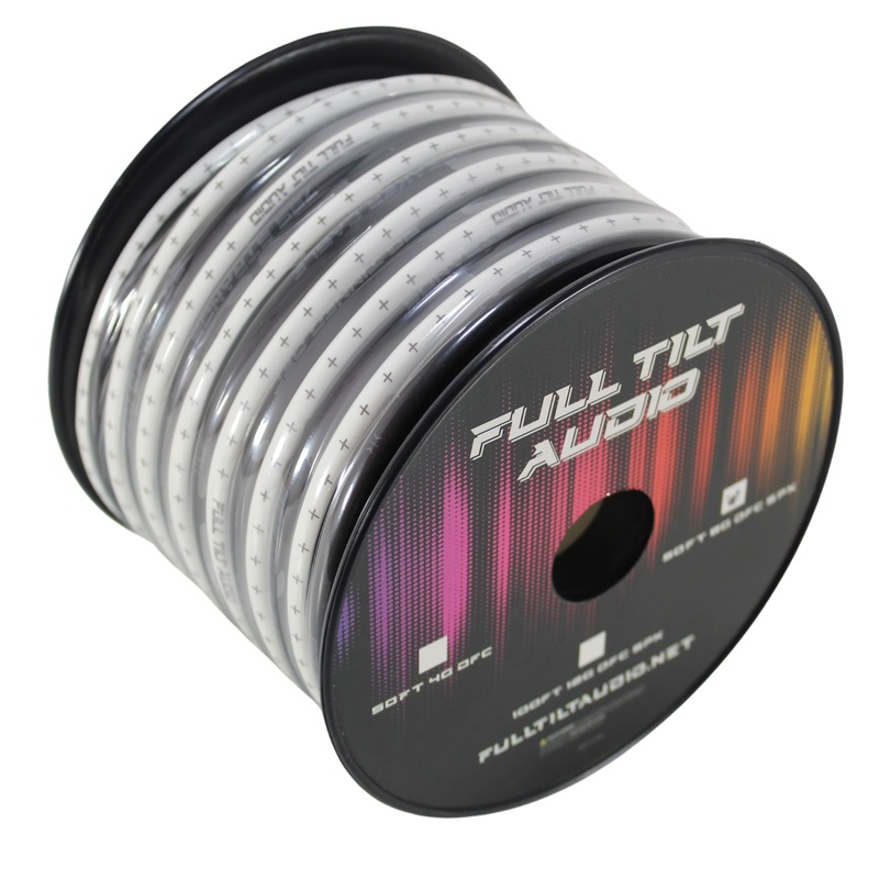 Full Tilt Audio 8 Gauge Tinned Oxygen Free Copper Speaker Wire White/Black Lot 10 Foot Coil