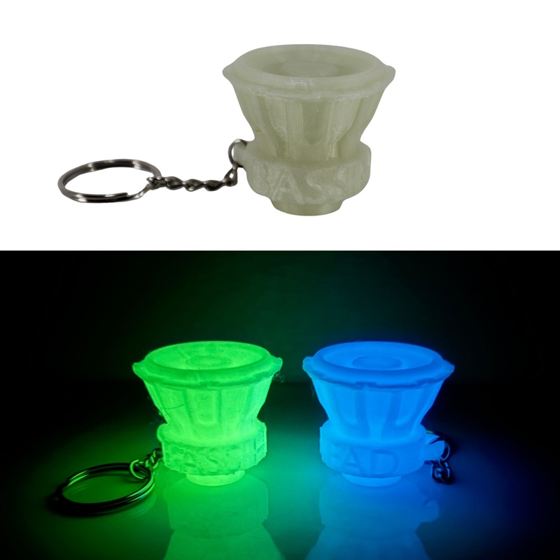 Glow in the Dark 3D Printed “Bass Head” Subwoofer Keychain – Multiple Colors Blue