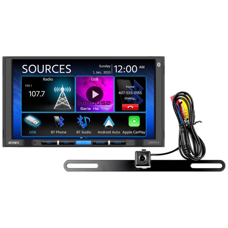 Jensen 7″ Touchscreen Bluetooth Car Radio with Backup Camera – CAR710-4BC