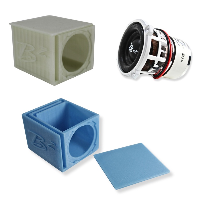 Single Ported Subwoofer Box Enclosure w/1x B2 Audio Rampage RC2 2″ Subwoofer Blue