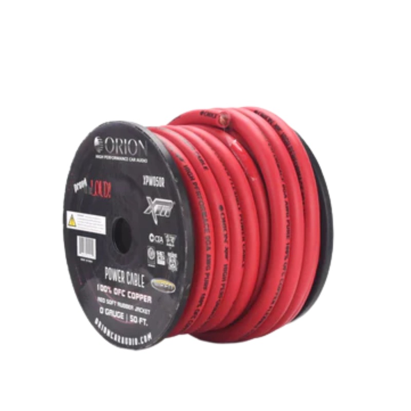 0 GA AWG Red Soft Rubber Jacketed 100% OFC Orion Power Wire Lot Complete Spool (50 Ft)