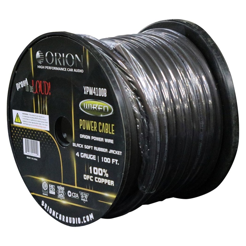 4 GA AWG Black Soft Rubber Jacketed 100% OFC Orion Power Wire Lot Complete spool (100 Ft)