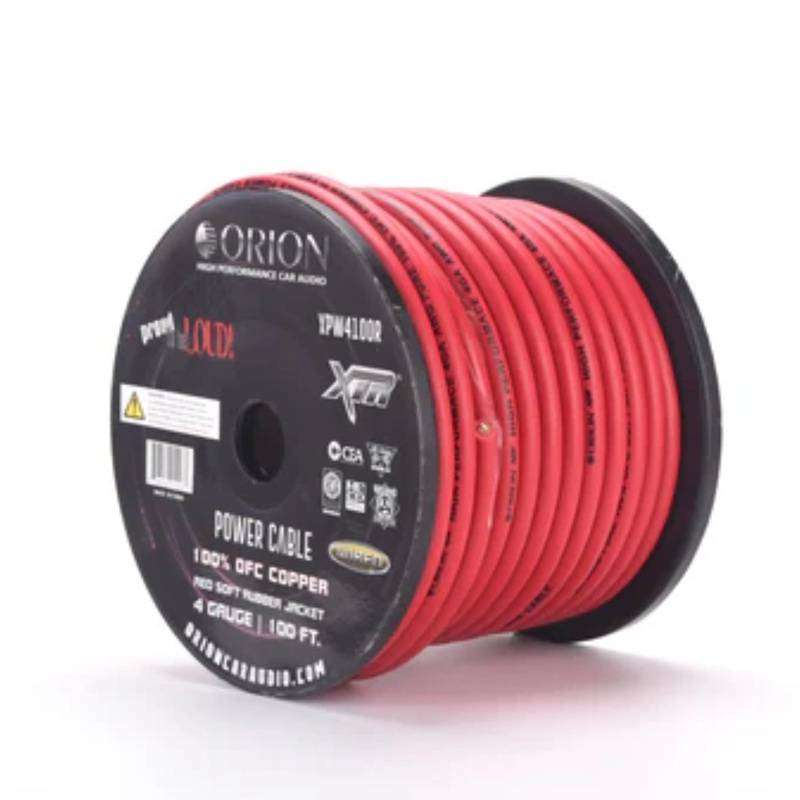 4 GA AWG Red Soft Rubber Jacketed 100% OFC Orion Power Wire Lot Complete Spool (100ft)