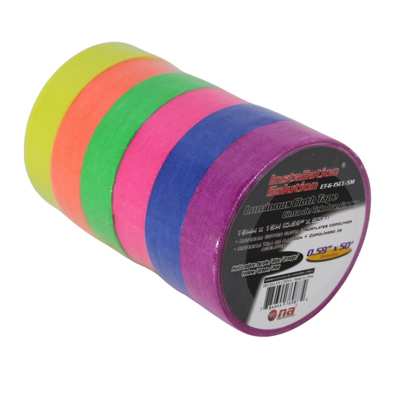 Multi-Color 0.59″ x 50 Ft Luminous Cotton Cloth High Heat Harness Copolymer Tape
