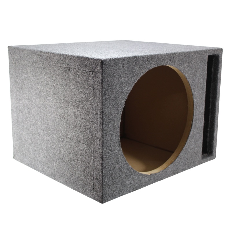 Single 12 Vented Carpeted Subwoofer Box Made with Heavy-Duty MDF Construction