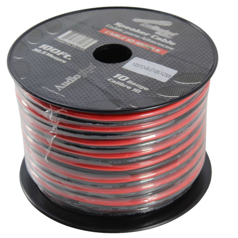 10 GA AWG Black/Red PVC Jacketed CCA Audiopipe Speaker Cable Lot Full Spool
