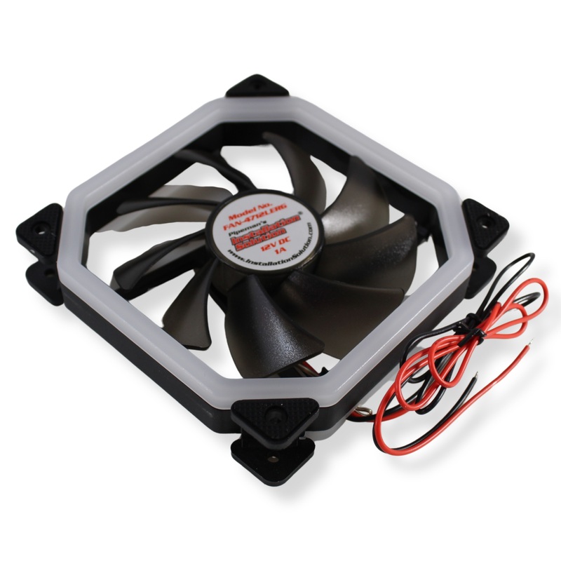 12 Volt Ultra Quiet Electronic / Amplifier Cooling Fan with RGB LED Lights