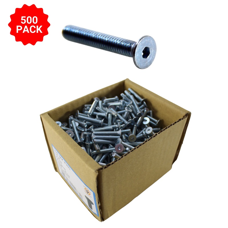 500 Pieces Zinc-Plated M4x25 1″ Full Threaded Hexagon Recess Machine Screws