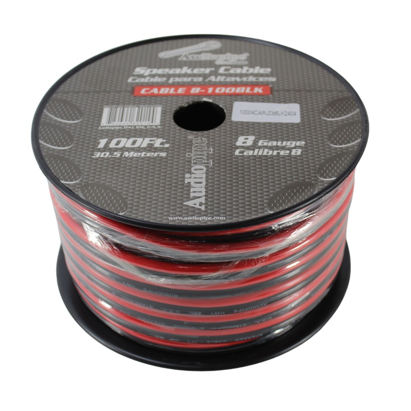 8 GA AWG Black/Red PVC Jacketed CCA Audiopipe Speaker Cable Lot Full Spool