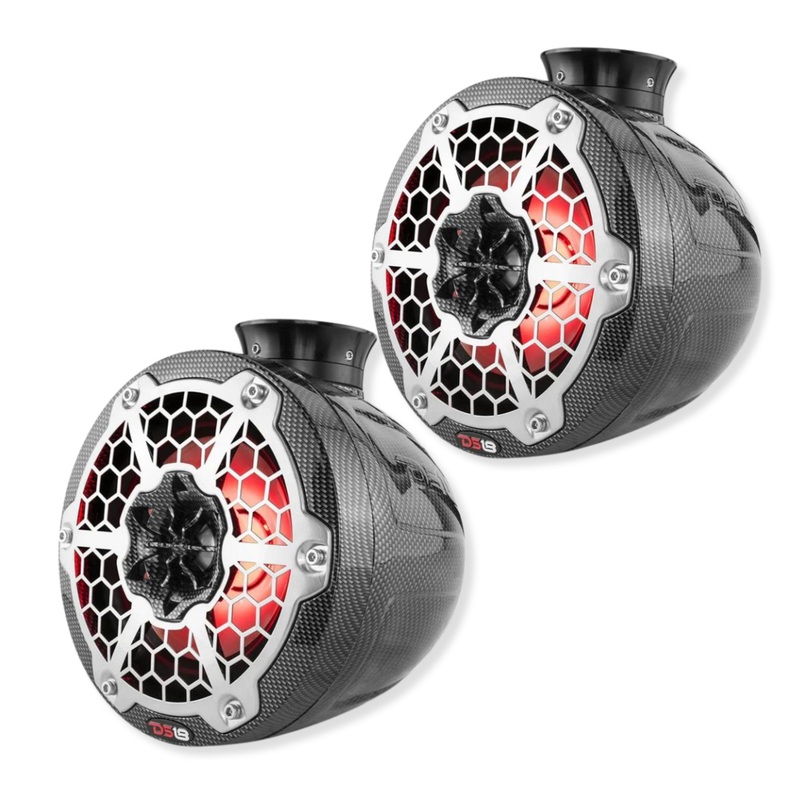 DS18 Mini 6.5″  600W Carbon Fiber RGB LED Jetski Marine Pod Speakers / CF-PS6