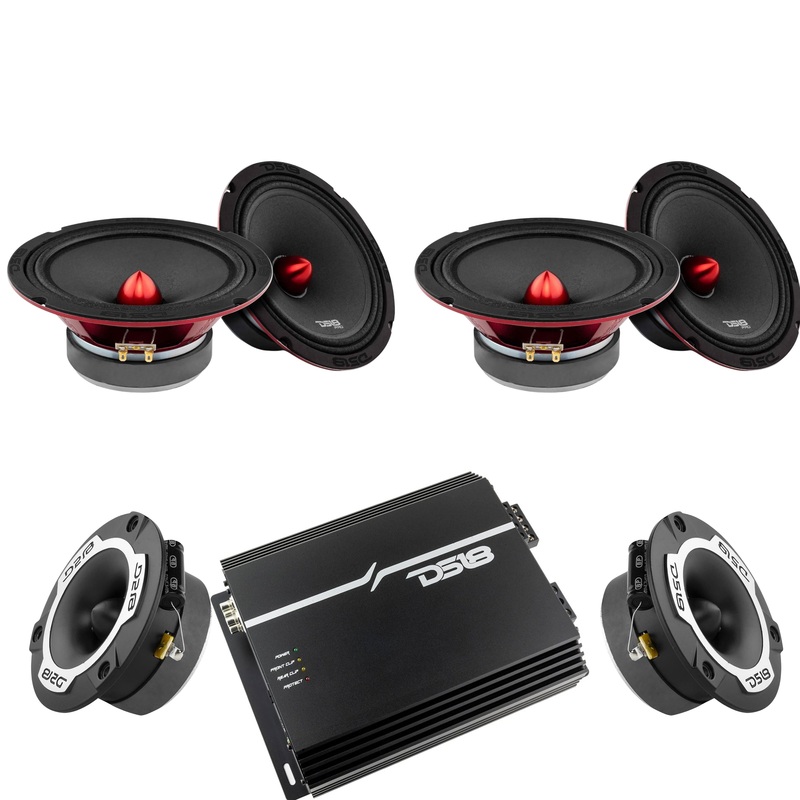 4x 8.4BM Mid range Speakers TWX1 Super Tweeters EXL 800 Watt 4 Channel Amplifier