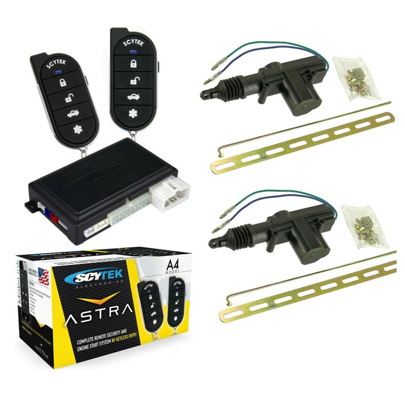 Car Alarm Security 2 Door Locks, Keyless Entry 1-Way Fob Remote Start Scytek A4
