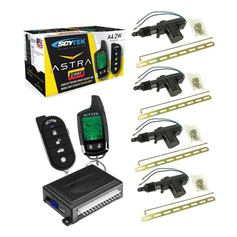 Car Alarm Security 4 Door Locks, Keyless 2-Way LCD Remote Start Scytek A4.2W