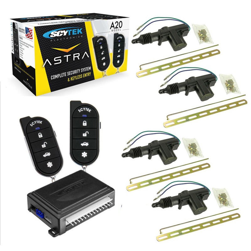 Car Alarm Security System 4 Door Locks Keyless Entry 2 Remote Control Scytek A20