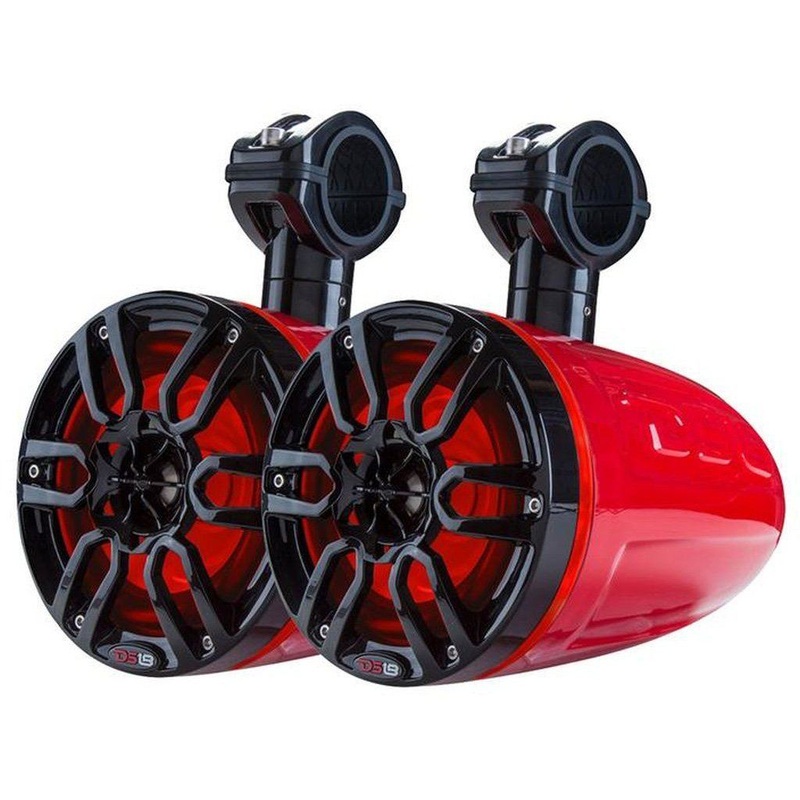 DS18 Pair of 8″ Marine & Powersports RGB LED Tower 125W RMS Speakers NXL-X8TP/RD