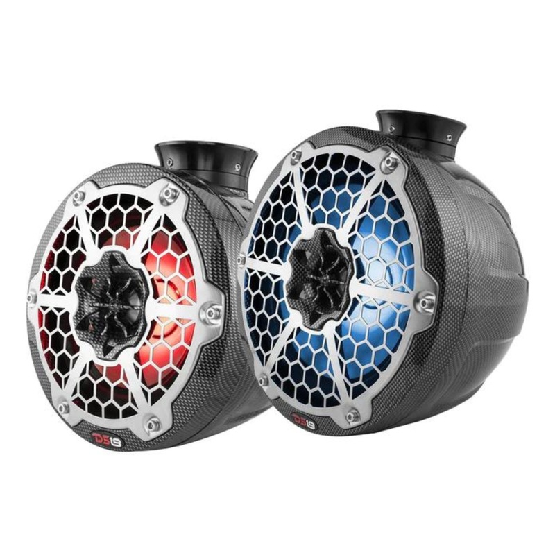 Mini 8″ Carbon Fiber Marine Pod Speakers 750W RGB LED DS18 CF-PS8