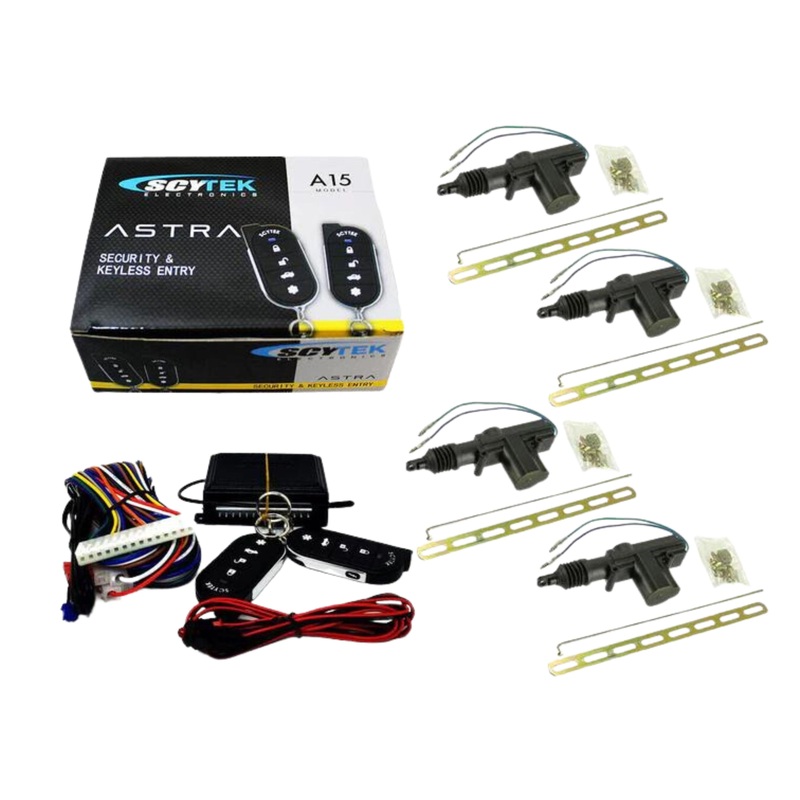 Scytek A15 Keyless Entry Car Alarm Security System, 2 Key Fob 4 Door Locks