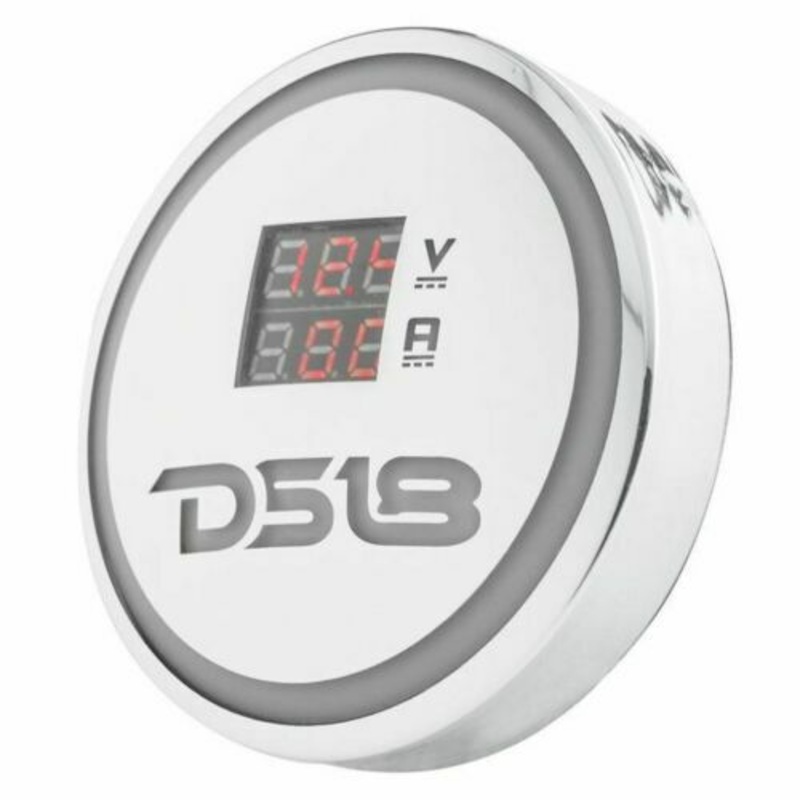 Waterproof Digital Volt/Amp Current Meter Chrome Plated RGB LED DS18