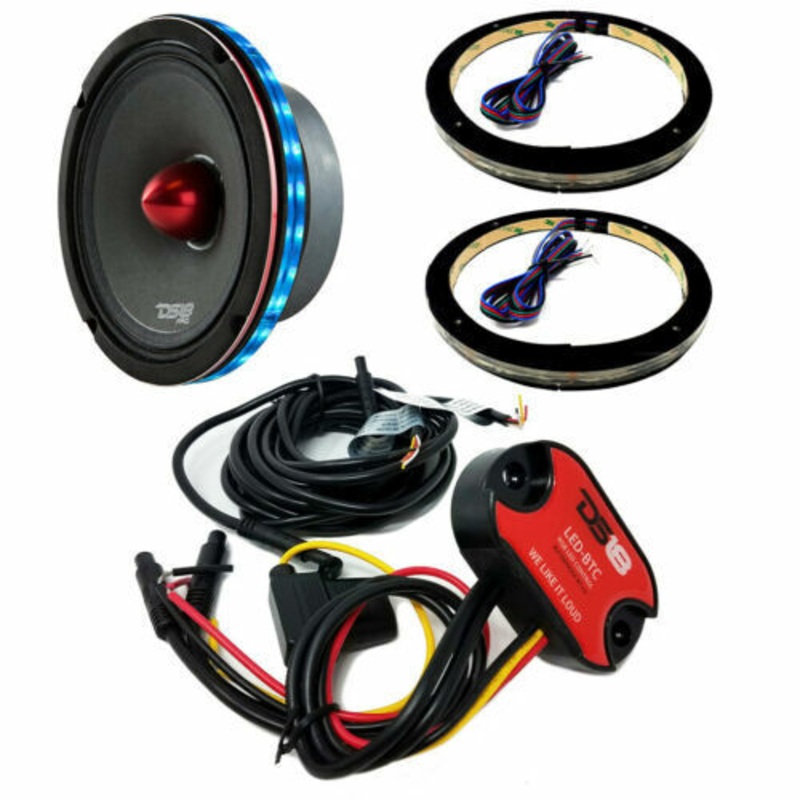 2x Universal RGB Speaker Light Rings 8″ LED Bluetooth Remote Control DS18
