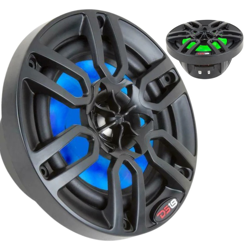 DS18 6.5″ 600W 4 Ohm Black Marine Power Sport RGB LED Speakers Pair NXL6BK