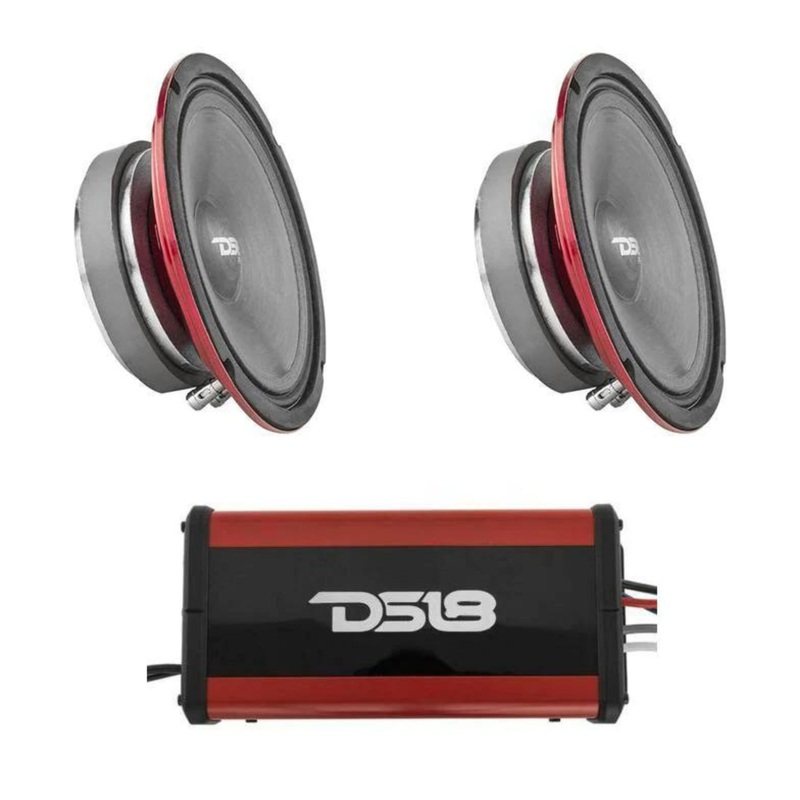 DS18 6″ Speaker 400W 2ohm x 2ch Class D Amp Marine Combo Waterproof ATV