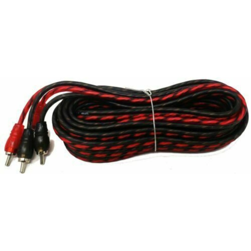 DS18 RCA20FT 20 ft 2 Channel Shielded Twisted RCA Red Audio Amp Cables