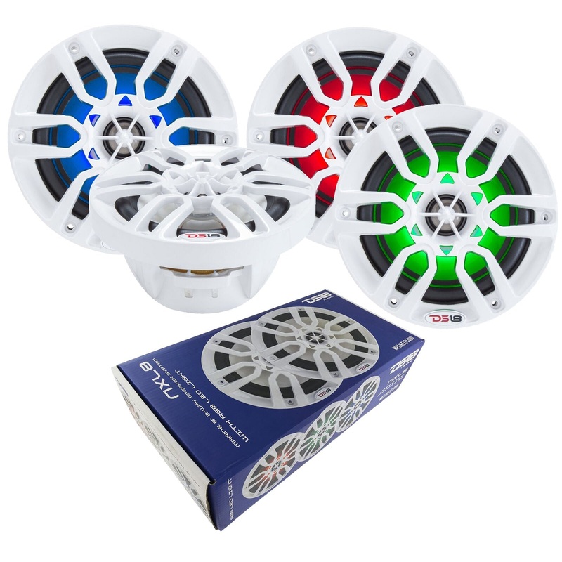 DS18 WHITE 6.5″ MARINE POD SPEAKERS + NXL200.2D 600W WATERPROOF AMP