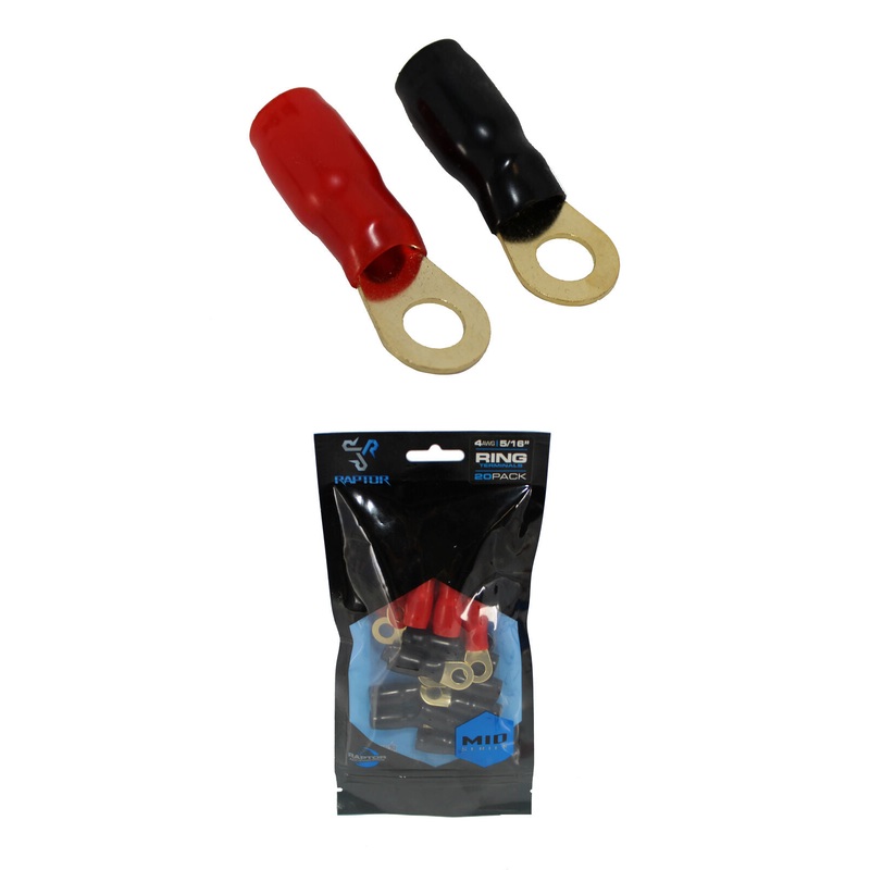 Pair of Gold Plated 4 AWG 1/4 Cable Lug Ring Terminals Battery Wire Welding