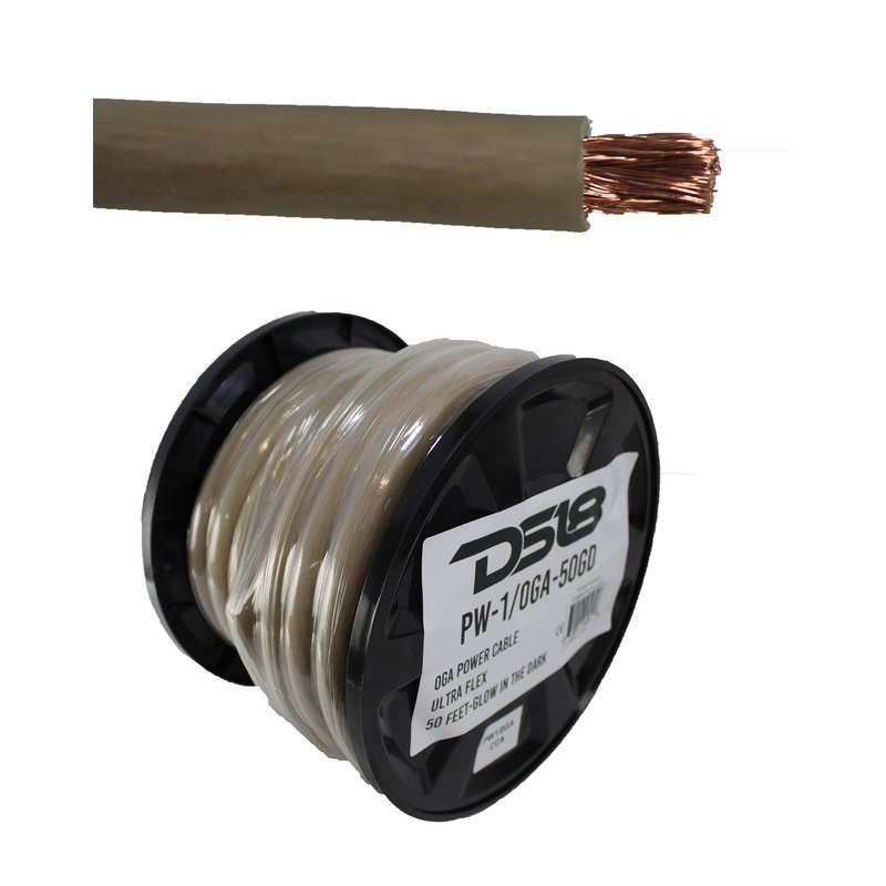 10 FT DS18 1/0 AWG Copper Clad Aluminum Glow In The Dark Power Ground Wire